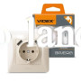 Розетка одинарная с заземлением и 2USB крем Videx Binera 